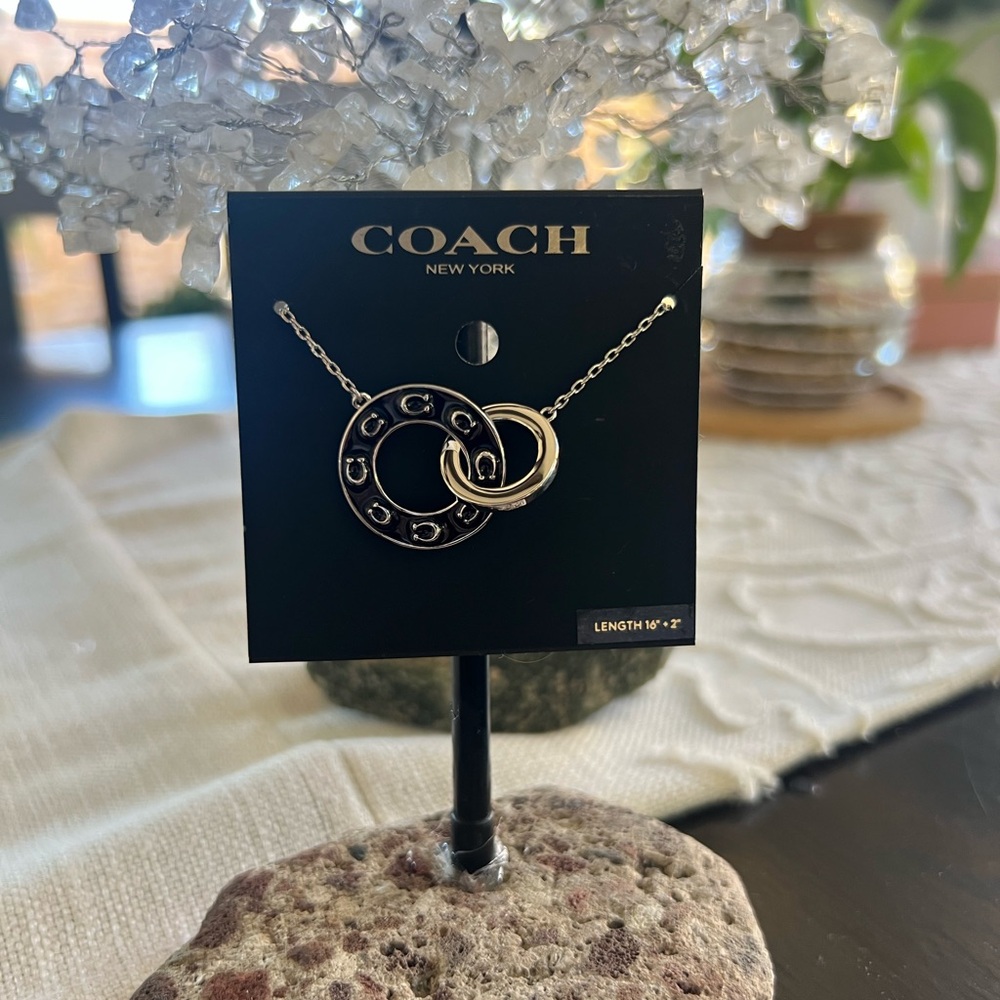 Coach Interlocking Silver And Black Necklace - image 2